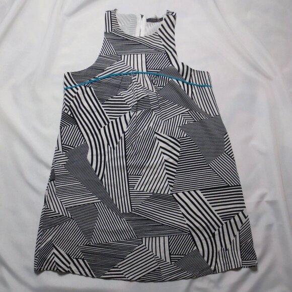 THML womens DRESS black OFF-WHITE lined ABSTRACT shift MIDI size M - Picture 1 of 10